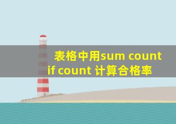 表格中用sum countif count 计算合格率